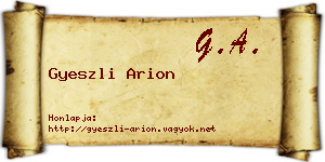 Gyeszli Arion névjegykártya